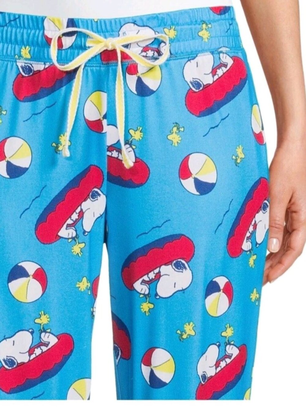 Womens Sleep Jogger L/G (12-14) Pajama Pants Blue Peanuts Snoopy W/ Pockets NEW! - Picture 4 of 5